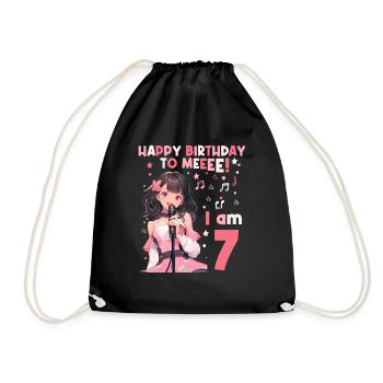Anime Mandga K-Pop KPop Girl 7th Birthday - Drawstring Bag - black - Front