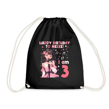 Anime Mandga K-Pop KPop Girl 3rd Birthday - Drawstring Bag - black - Front