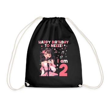 Anime Mandga K-Pop KPop Girl 2nd Birthday - Drawstring Bag - black - Front