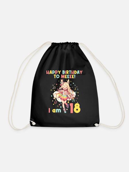 Anime Mandga K-Pop KPop Mädchen 18. Geburtstag - Turnbeutel - Schwarz