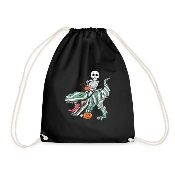 Dinosaure squelette Drôle paresseux effrayant Halloween - Sac de sport léger - noir - Devant