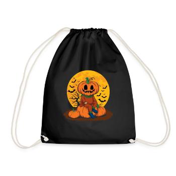 Cool Pumpkin Person Creepy Halloween Pumpkin - Drawstring Bag - black - Front