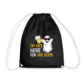 Funny Ghost Beer Lover Lazy Creepy Halloween - Drawstring Bag - black - Front