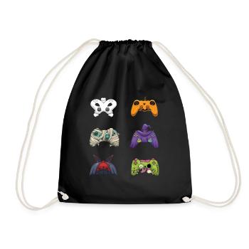 Gaming Gamer Game Controller Lazy Creepy Halloween - Drawstring Bag - black - Front