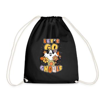 Retro Vintage Geister Hippie Gruseliges Halloween - Turnbeutel - Schwarz - Vorne