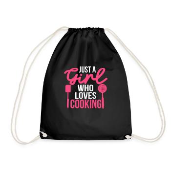 Just A Girl Who Loves Cooking Culinary Cook Chef - Drawstring Bag - black - Front
