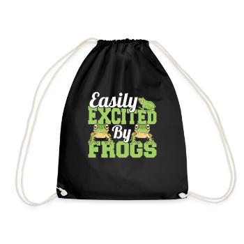 Herpetologist Amphibian Funny Easily Excited By Fr - Drawstring Bag - black - Front