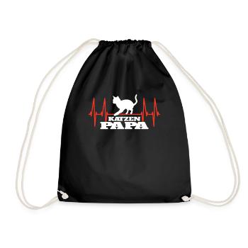 Cat Friend, Cat Accessories Gift - Drawstring Bag - black - Front