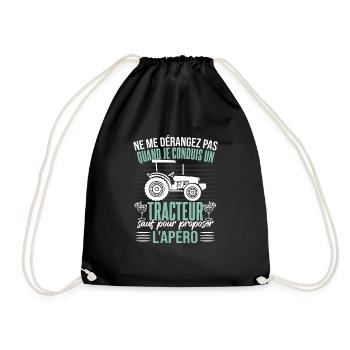Tracteur Apéro Humour - Sac de sport léger - noir - Devant