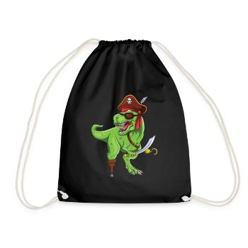 Brüllen Dinosaurier Lustig Piraten-Dekor Faules Halloween - Turnbeutel - Schwarz - Vorne