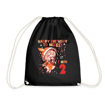 Anime Mandga K-Pop KPop Girl 2nd Birthday - Drawstring Bag - black - Front
