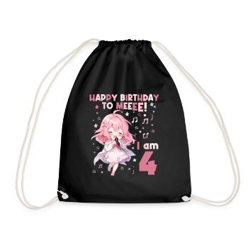 Anime Mandga K-Pop KPop Girl 4th Birthday - Drawstring Bag - black - Front