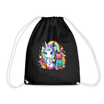 Mignon Licorne Design de Noël - Kids Unicorn Chris - Sac de sport léger - noir - Devant