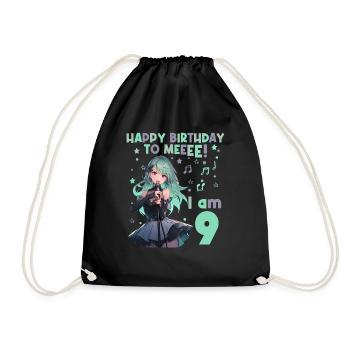 Anime Mandga K-Pop KPop Girl 9th Birthday - Drawstring Bag - black - Front