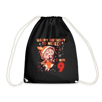 Anime Mandga K-Pop KPop Girl 9th Birthday - Drawstring Bag - black - Front
