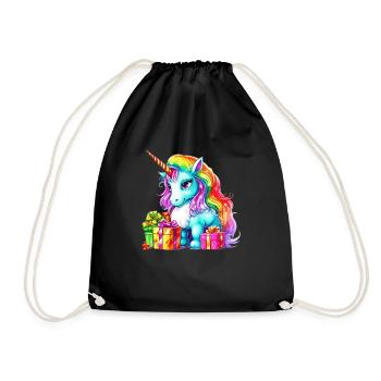 Ich liebe Einhörner - Lustiges Einhorn Weihnachtsdesign - Turnbeutel - Schwarz - Vorne