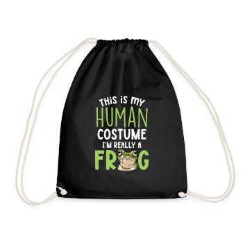 Amphibian This Is My Human Costume I'm Really A Fr - Drawstring Bag - black - Front