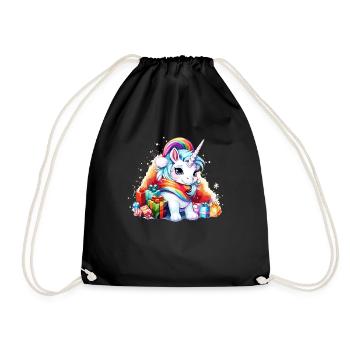 Zauberhaftes Weihnachts-Einhorn-Design - Unicorn Christm - Turnbeutel - Schwarz - Vorne