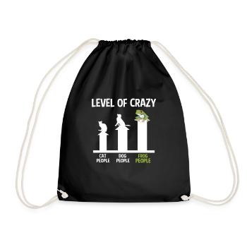 Frog Herpetologist Toad Funny Level Of Crazy - Drawstring Bag - black - Front
