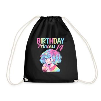 Anime Mandga Boba Bubble Tea 14. Geburtstag - Turnbeutel - Schwarz - Vorne