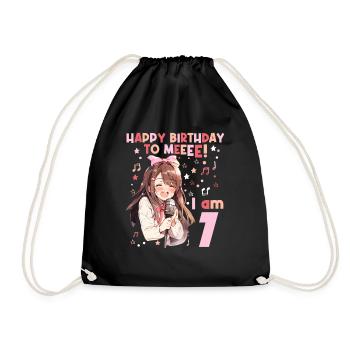 Anime Mandga K-Pop KPop Girl 7th Birthday - Drawstring Bag - black - Front