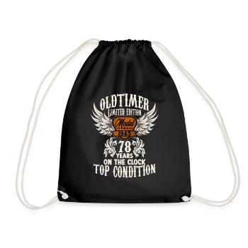 parody birthday motive 78 years classic car rocker - Turnbeutel - Schwarz - Vorne