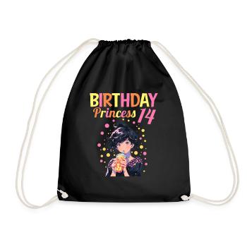 Anime Mandga Boba Bubble Tea 14th Birthday - Drawstring Bag - black - Front