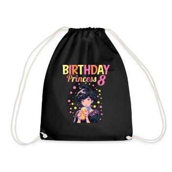 Anime Mandga Boba Bubble Tea 8th Birthday - Drawstring Bag - black - Front