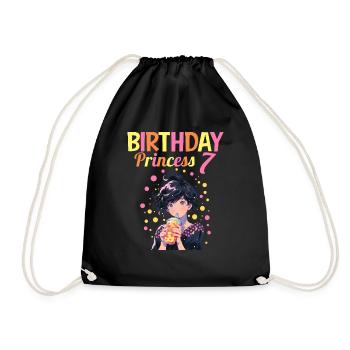Anime Mandga Boba Bubble Tea 7th Birthday - Drawstring Bag - black - Front