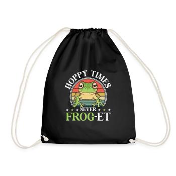 Retro Herpetologist Toad Funny Hoppy Times Never F - Drawstring Bag - black - Front