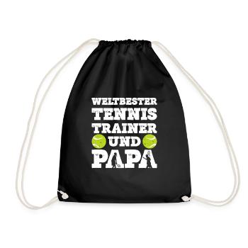 Weltbester Tennis Trainer Und Papa Tennisspieler - Turnbeutel - Schwarz - Vorne