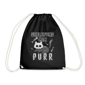 "Skeletons can purr", fun cute mummy cat - Drawstring Bag - black - Front