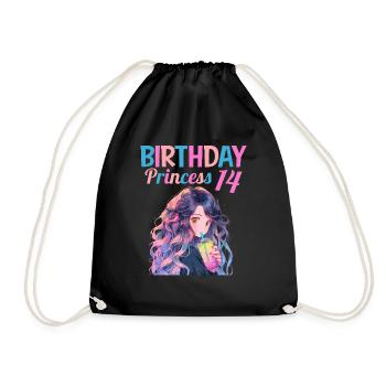 Anime Mandga Boba Bubble Tea 14th Birthday - Drawstring Bag - black - Front