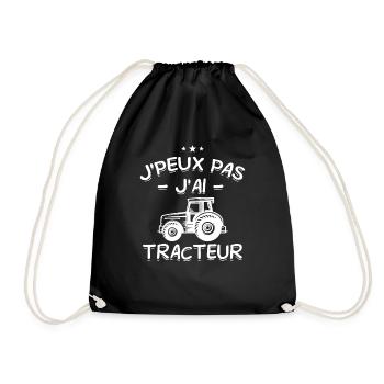 J'Peux Pas ! J'Ai Tracteur 🚜🌾 - Sac de sport léger - noir - Devant