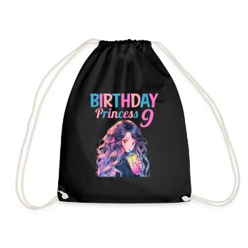 Anime Mandga Boba Bubble Tea 9th Birthday - Drawstring Bag - black - Front