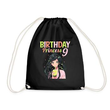 Anime Mandga Boba Bubble Tea 9th Birthday - Drawstring Bag - black - Front