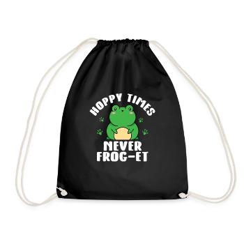 Funny Hoppy Times Never Frog Et Cute Herpetologist - Drawstring Bag - black - Front