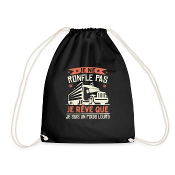 Poids Lourd Cadeau Camion Camionneur - Sac de sport léger - noir - Devant