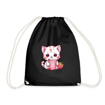 Chaton Mignon Kawaii Bubble Tea Anime Fille - Sac de sport léger - noir - Devant