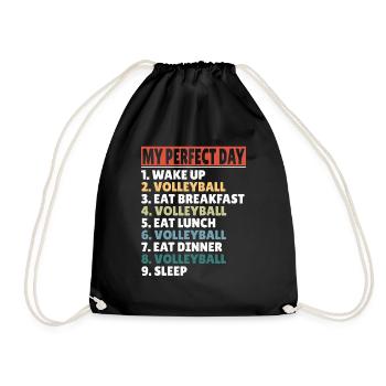 Funny Cool My Perfect Day Blocker Volleyball Playe - Drawstring Bag - black - Front
