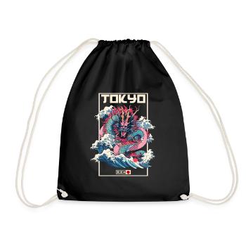 Tokyo Asie 80s Dragon Dragon Rétro Japonais - Sac de sport léger - noir - Devant
