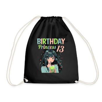 Anime Mandga Boba Bubble Tea 13th Birthday - Drawstring Bag - black - Front