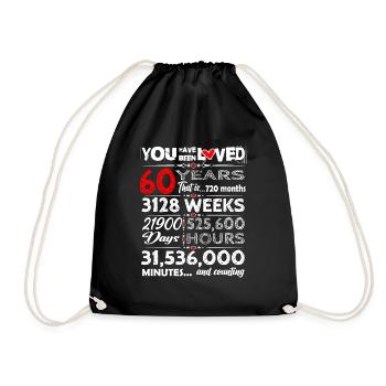 Doux anniversaire 60 ans tenue pour anniversaire - Sac de sport léger - noir - Devant