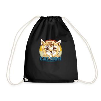 Cat Friend, Cat Accessories Gift - Drawstring Bag - black - Front