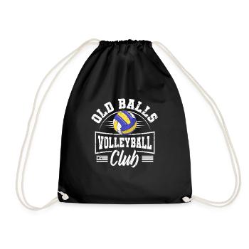 Funny Old Balls Volleyball Player Blocker Spiker - Drawstring Bag - black - Front