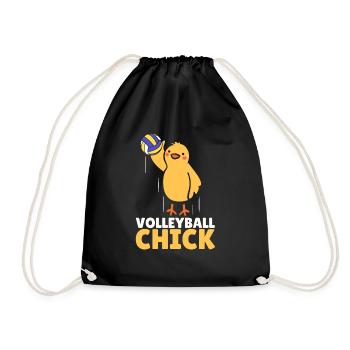 Cute Volleyball Chick Spiker Kids Setter - Drawstring Bag - black - Front
