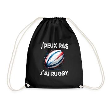 I can't I have rugby funny rugby player humor design - Drawstring Bag - black - Front