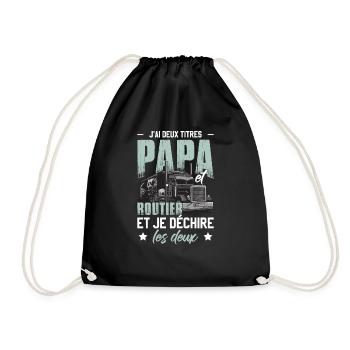 J'Ai Deux Titres Papa Et Routier - Sac de sport léger - noir - Devant
