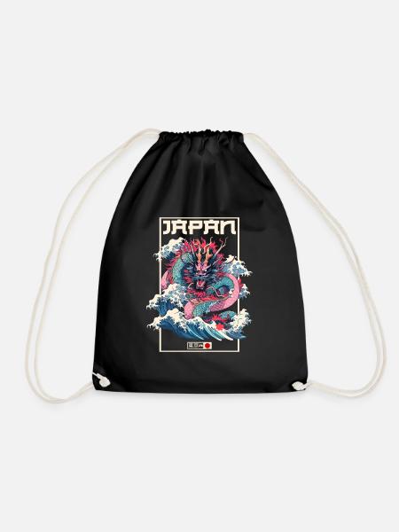 Tokio Asien 80er Japanischer Retro Drache Drachen - Turnbeutel - Schwarz