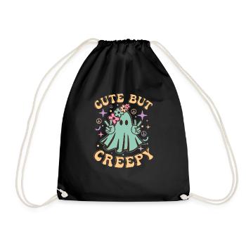 Rétro mignon mais effrayant Halloween mignon fantôme - Sac de sport léger - noir - Devant